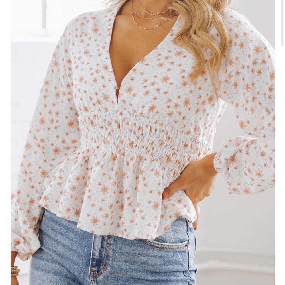 White Peplum Top